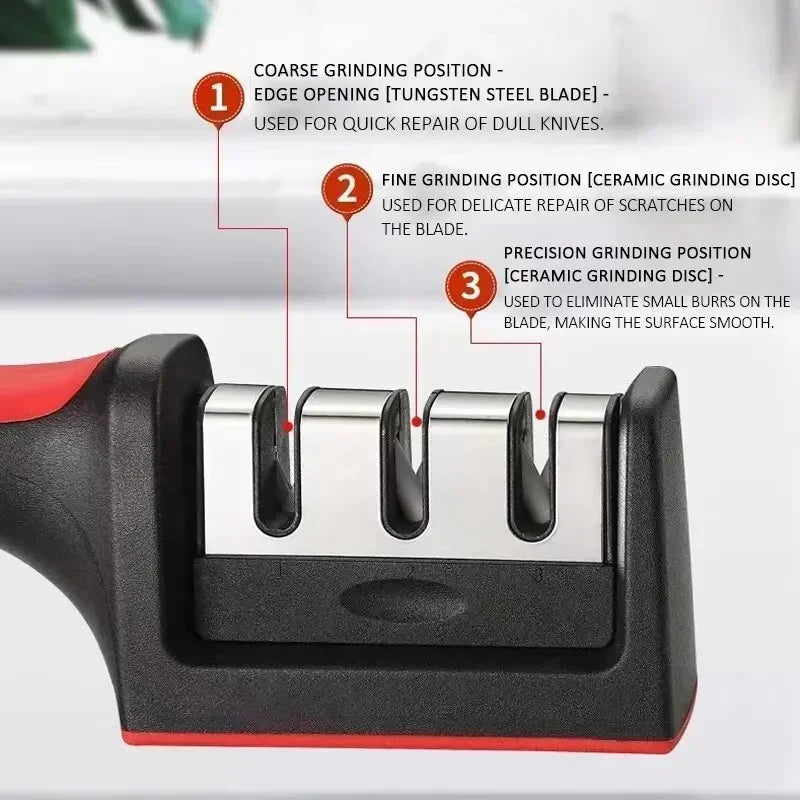Ergonomic 3-in-1 Handheld Knife Sharpener