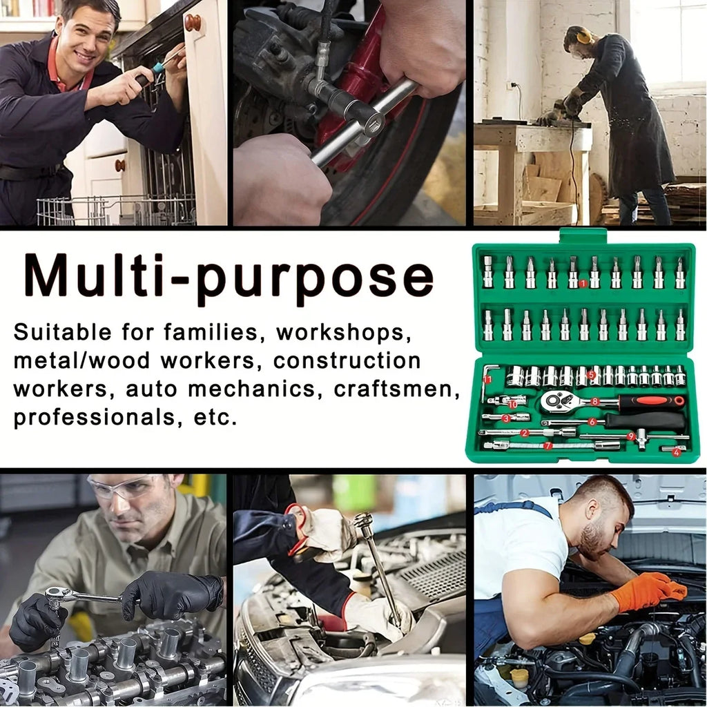 46-Piece 1/4" Drive Socket & Ratchet Set