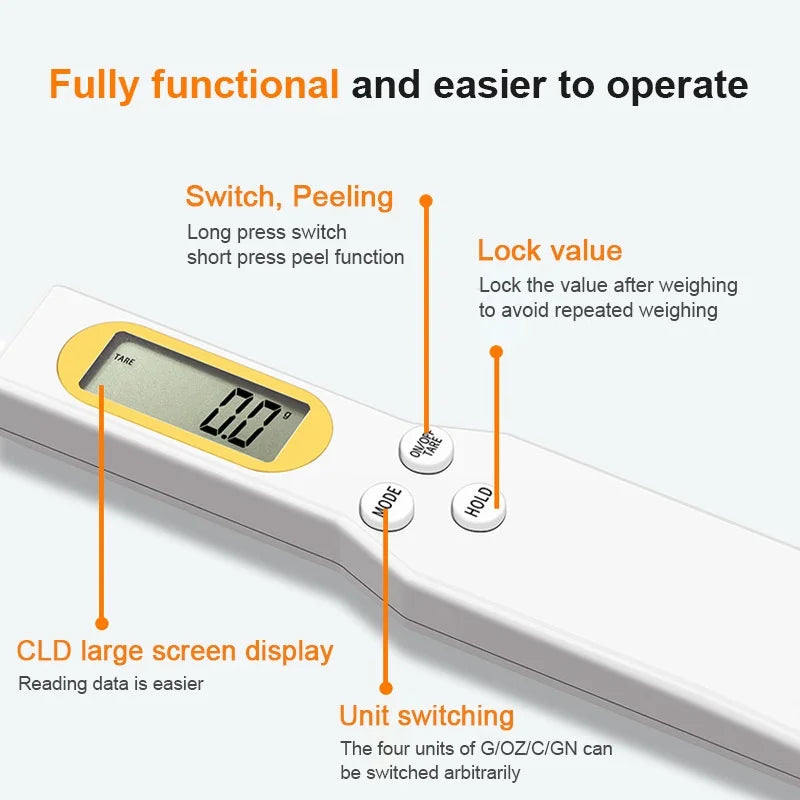 Precision Kitchen Spoon Scale (0.1g - 500g)