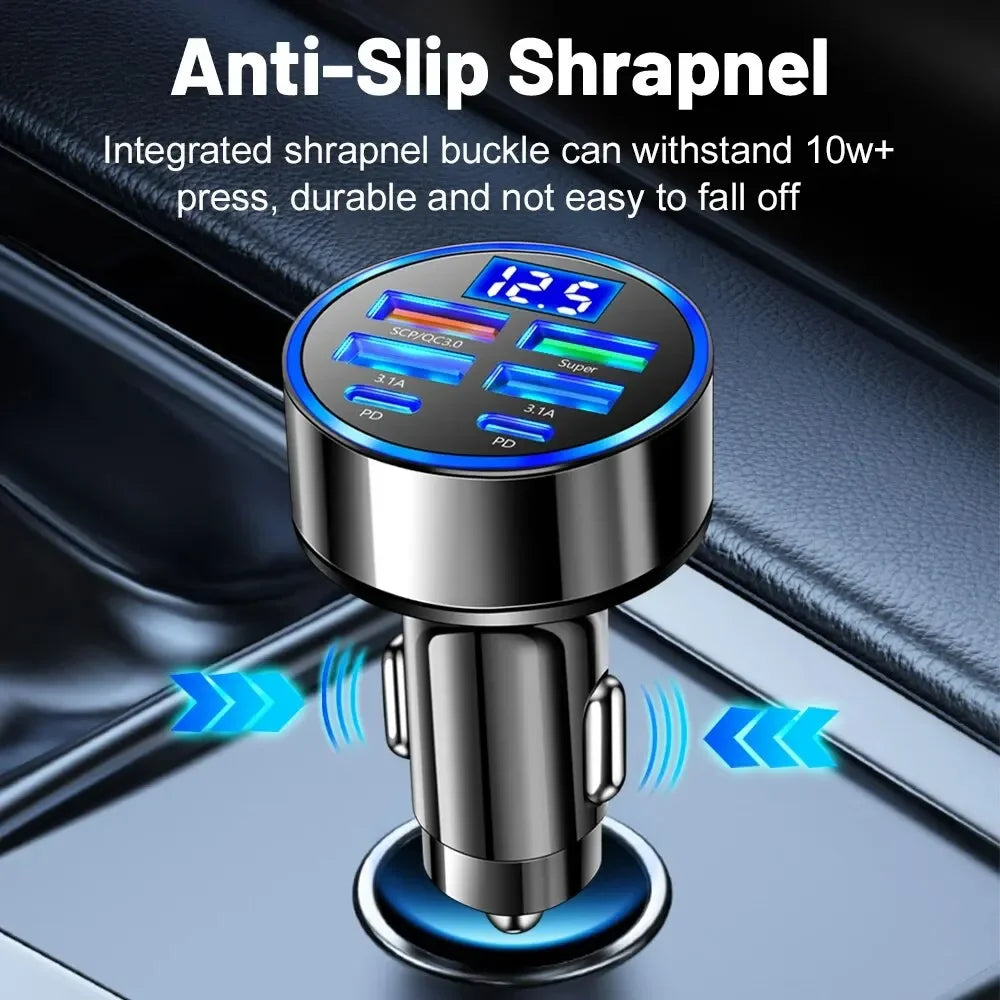 Multi-Port Fast Car Charger with Voltage Display