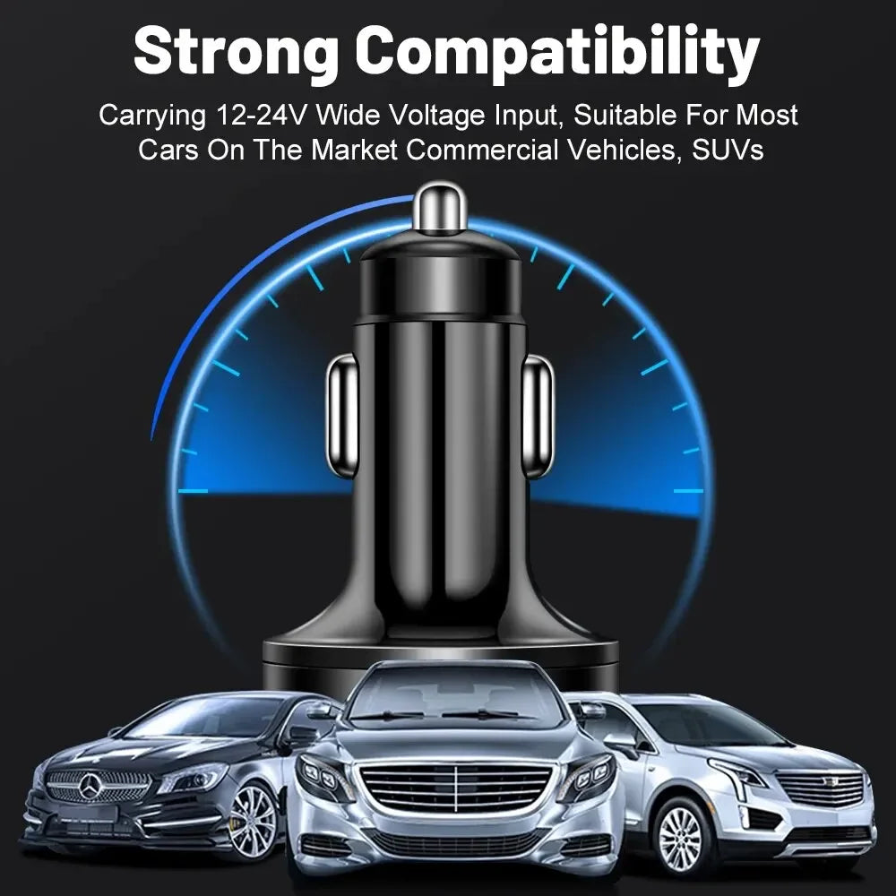 Multi-Port Fast Car Charger with Voltage Display