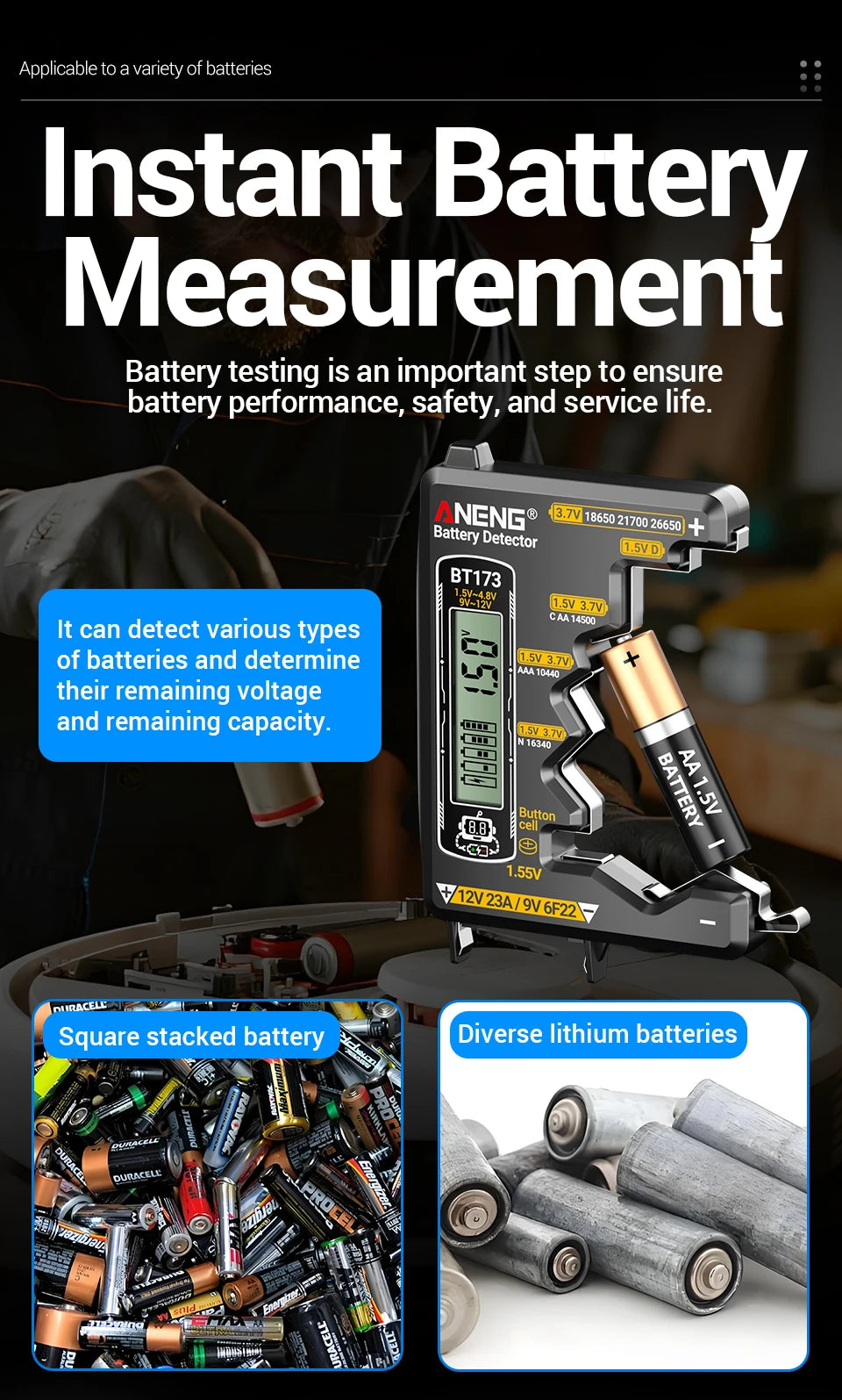 Universal LCD Digital Battery Tester