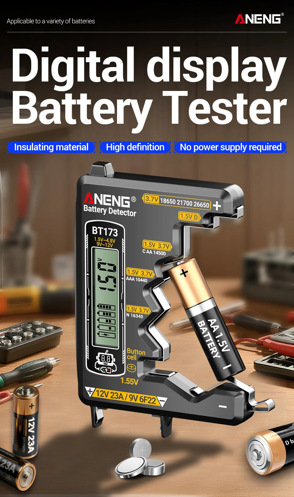 Universal LCD Digital Battery Tester
