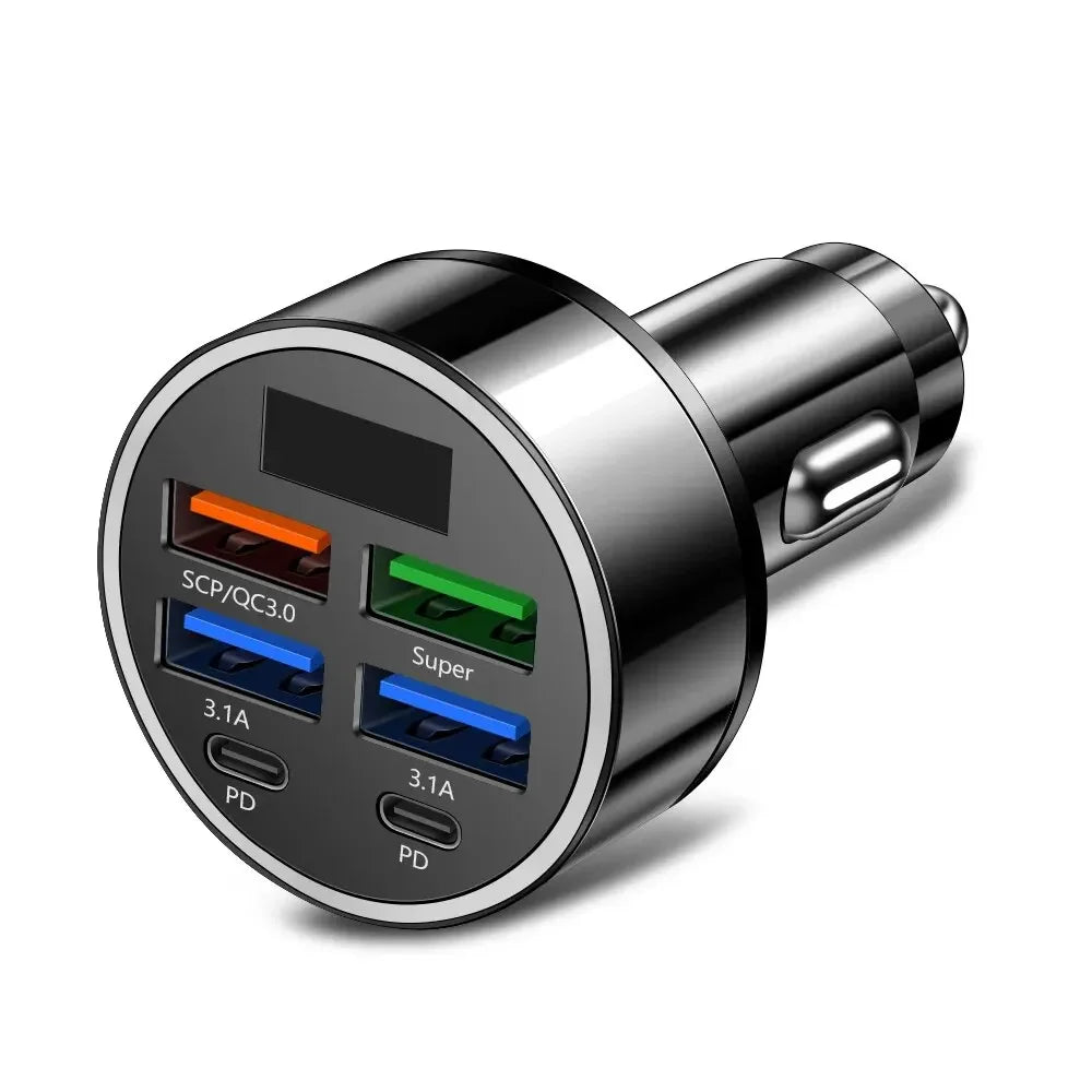 Multi-Port Fast Car Charger with Voltage Display