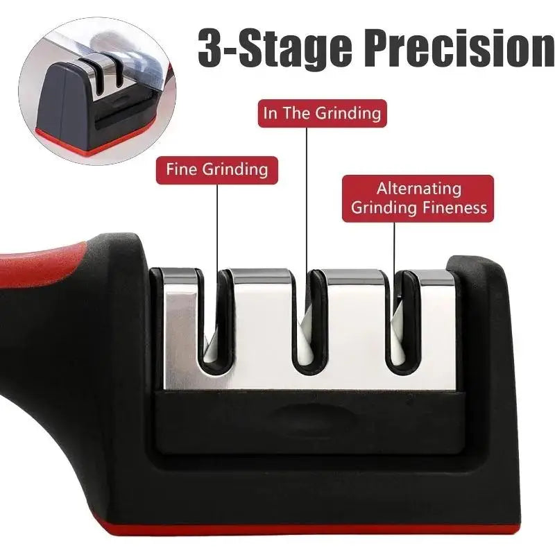 Ergonomic 3-in-1 Handheld Knife Sharpener