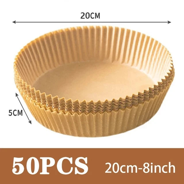 50-Pack Non-Stick Air Fryer Paper Liners