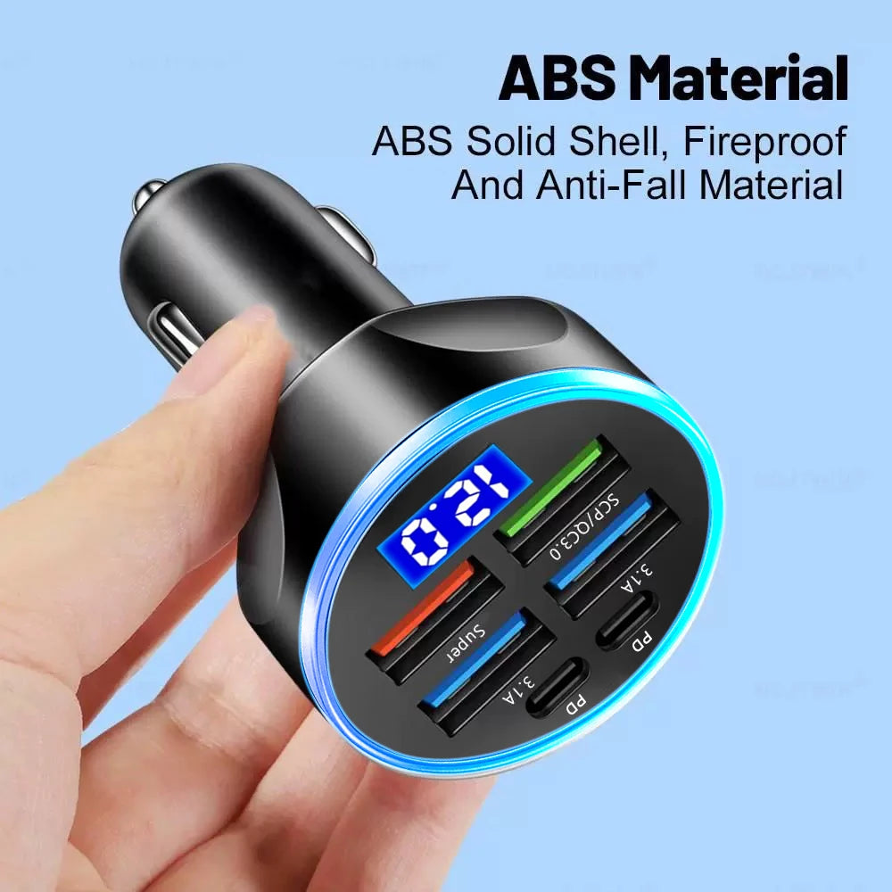 Multi-Port Fast Car Charger with Voltage Display