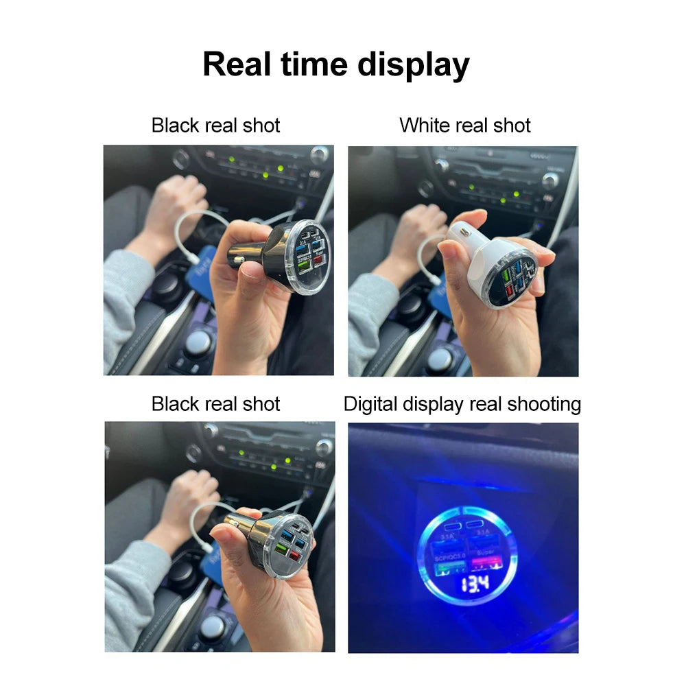 Multi-Port Fast Car Charger with Voltage Display
