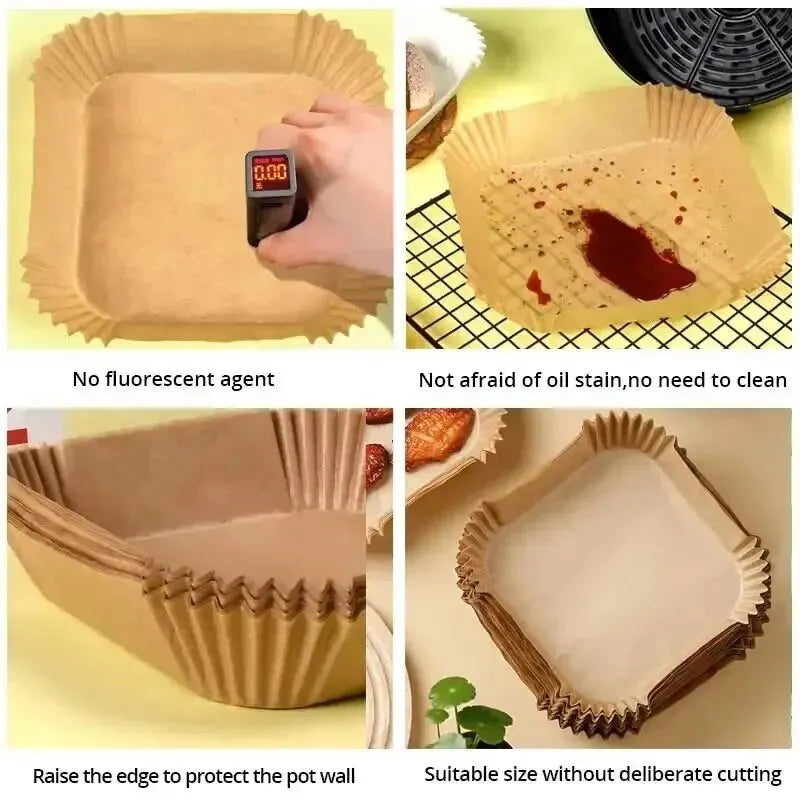 50-Pack Non-Stick Air Fryer Paper Liners