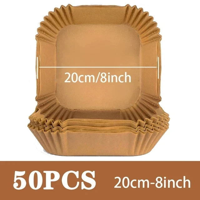 50-Pack Non-Stick Air Fryer Paper Liners