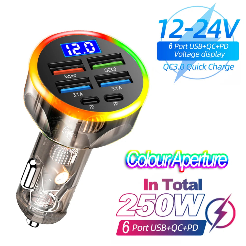 Multi-Port Fast Car Charger with Voltage Display