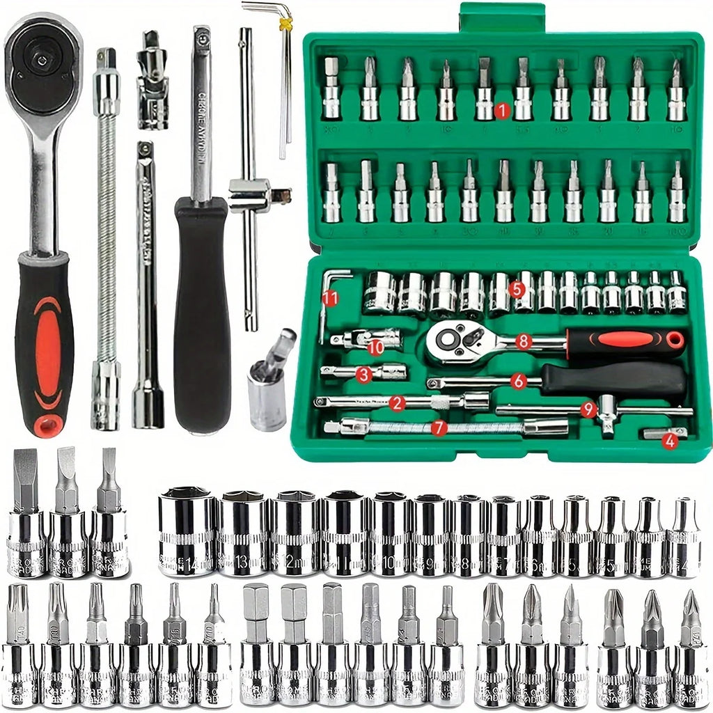 46-Piece 1/4" Drive Socket & Ratchet Set