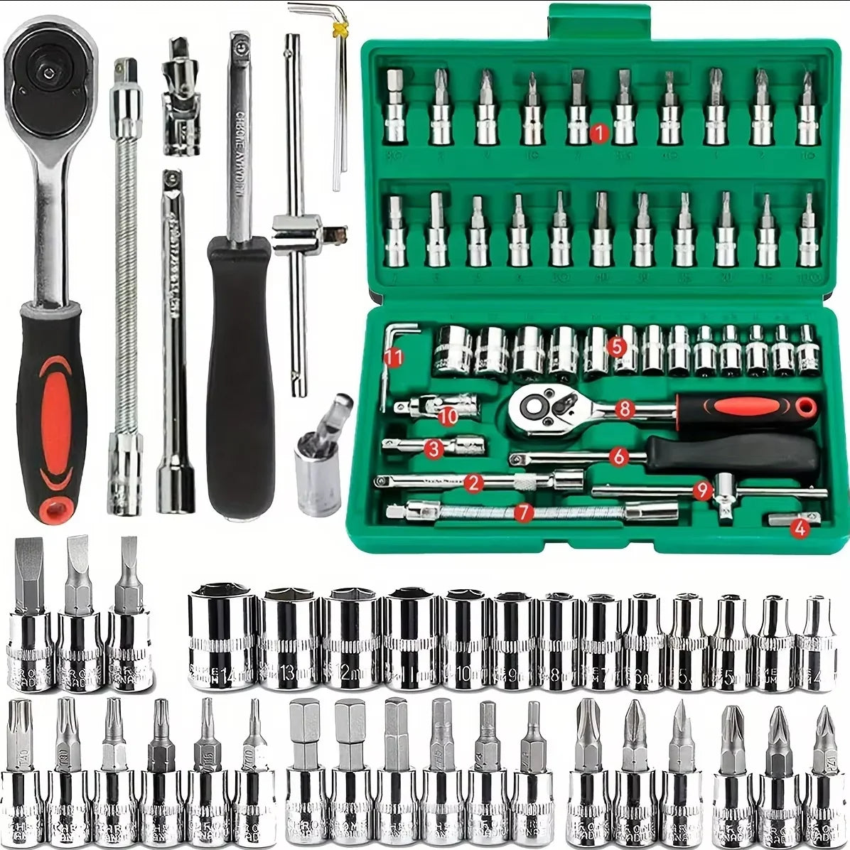 46-Piece 1/4" Drive Socket & Ratchet Set