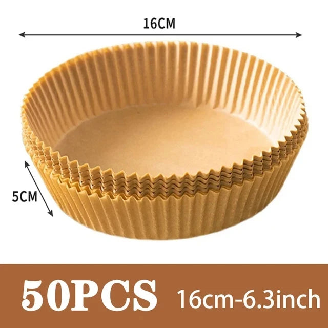50-Pack Non-Stick Air Fryer Paper Liners