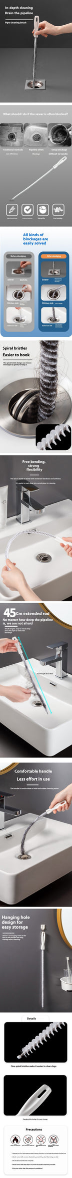 Flexible Drain Clog Remover Brush