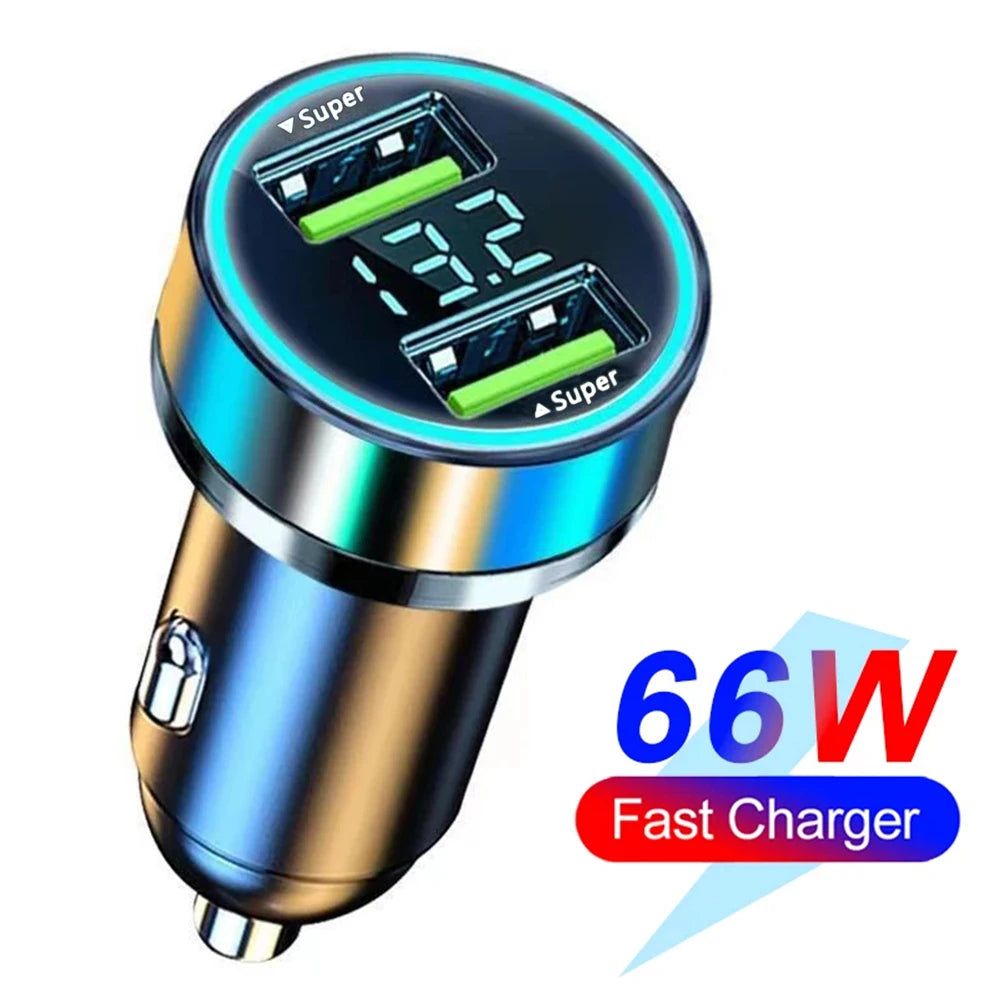 Multi-Port Fast Car Charger with Voltage Display